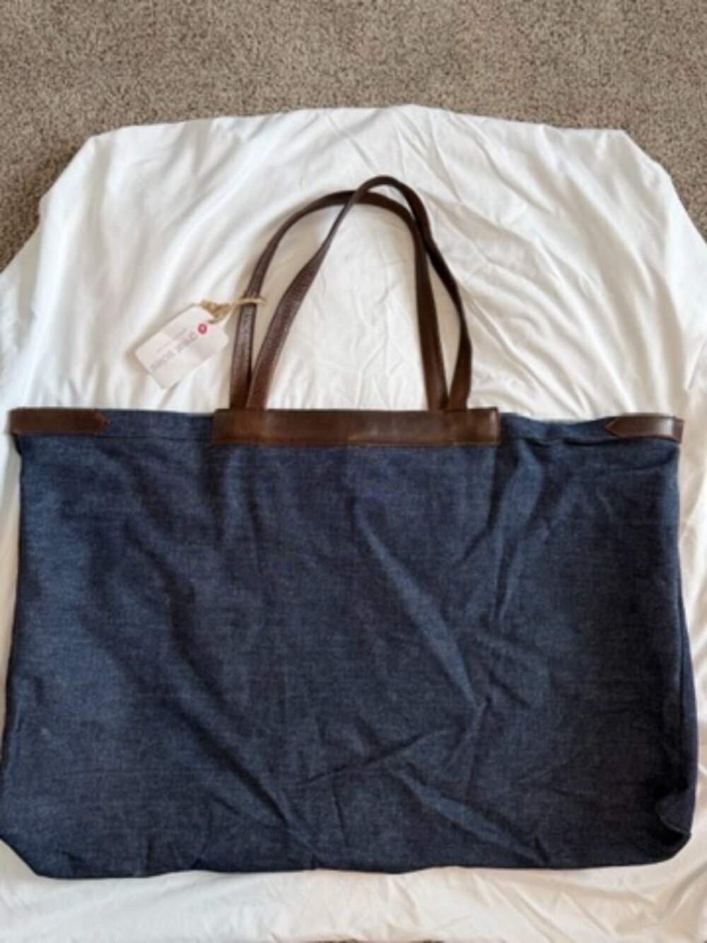 GREAT SOLES Amala Blue Denim Tote Bag XL NWT - Picture 3 of 11